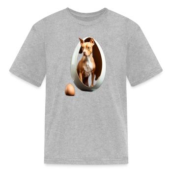 dog in the egg dog in the egg dog in the egg - Kid's T-Shirt - heather gray - Front