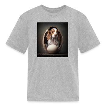 dog in the egg dog in the egg dog in the egg - Kid's T-Shirt - heather gray - Front