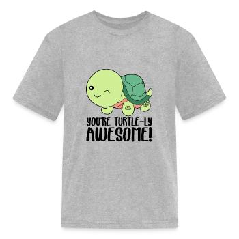 Clin d’œil Mignon Tortue - Vous êtes tortue-ly génial - T-shirt Enfant - gris chiné - Devant