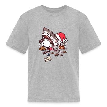 Jolly St Nick Shark - Kid's T-Shirt - heather gray - Front