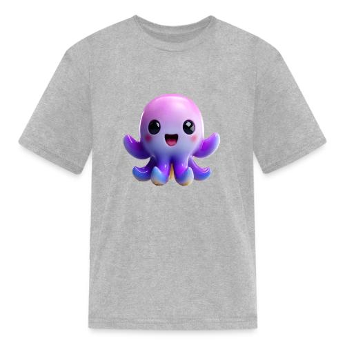 Joyful Cartoon Purple Baby Octopus with Big Smile - Kid's T-Shirt