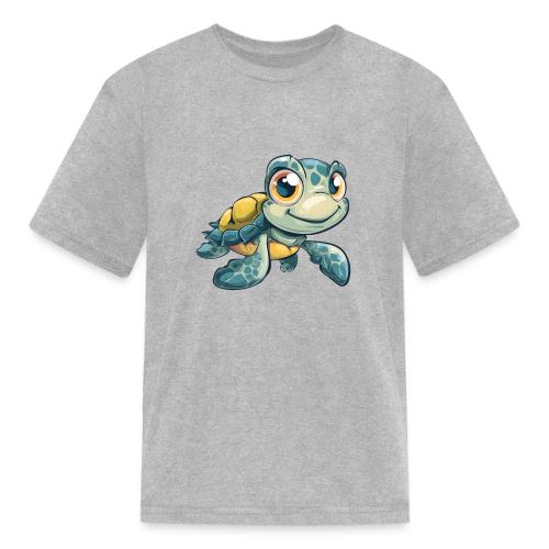 Playful Cartoon Baby Sea Turtle with a Smile - Kid's T-Shirt
