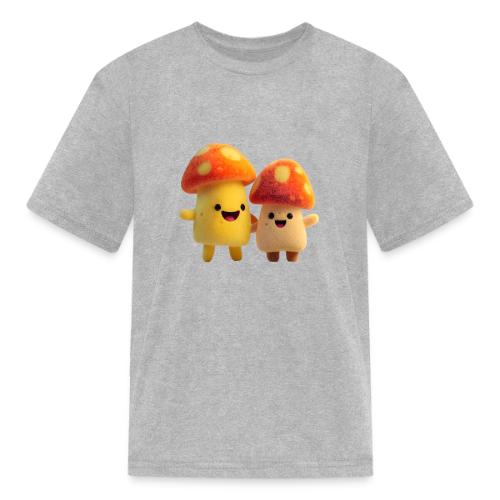 Joyful Cartoon Mushroom Duo - Kid's T-Shirt