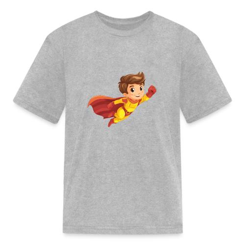 Cheerful Cartoon Superhero Boy Flying High - Kid's T-Shirt