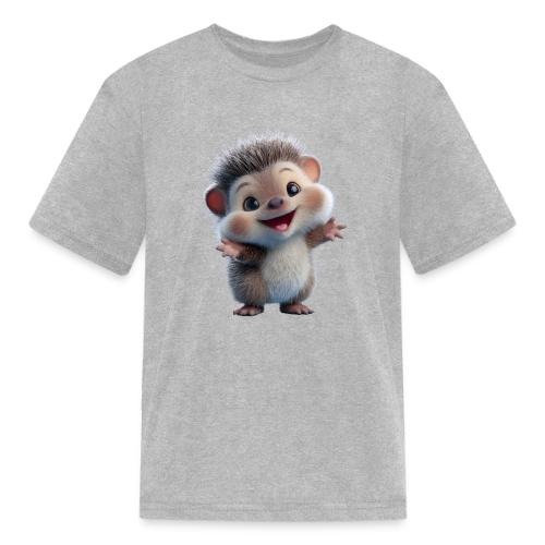 Playful Cartoon Hedgehog with Joyful Pose - Kid's T-Shirt