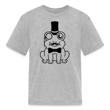 Gentlemen sir frog top hat - Kid's T-Shirt - heather gray - Front