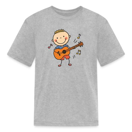 Cartoon Boy Playing Guitar Kids T-Shirt - Kid's T-Shirt