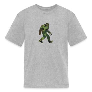 Camo Bigfoot - Kid's T-Shirt - heather gray - Front