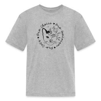 Pro choice Pro feminism Pro cats - Kid's T-Shirt - heather gray - Front