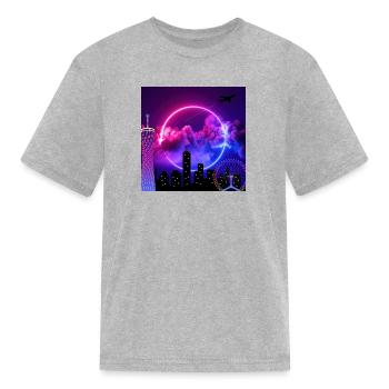 neon night - Kid's T-Shirt - heather gray - Front