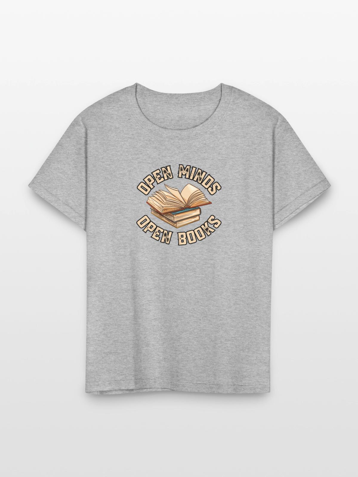 Open Minds Open Books - Kid's T-Shirt - heather gray - Front