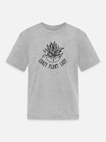 Crazy Plant Lady Leafy Houseplant - Kid's T-Shirt - heather gray
