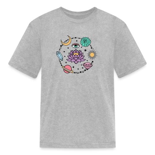 Healing Crystal, Moon, Flower, Sun - Kid's T-Shirt