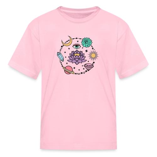 Healing Crystal, Moon, Flower, Sun - Kid's T-Shirt