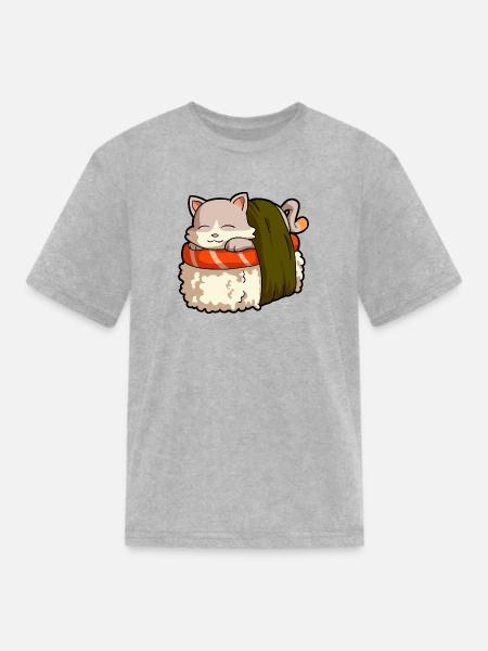 Kawaii Sushi Cat Cute Anime Neko Cat Lover Otaku - Kid's T-Shirt - heather gray
