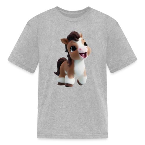 Sweet Cartoon Baby Pony in Brown and White - Kid's T-Shirt
