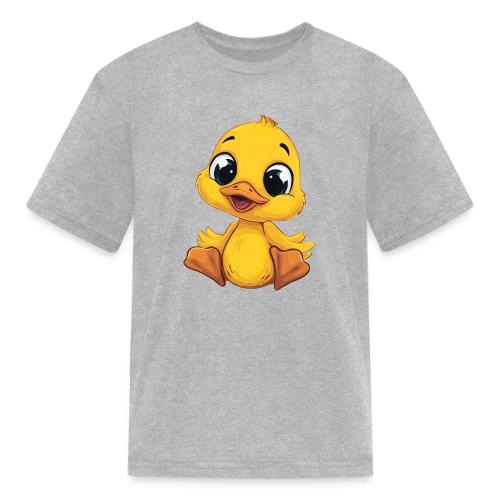 Sweet Yellow Cartoon Duck Sitting Happily - Kid's T-Shirt