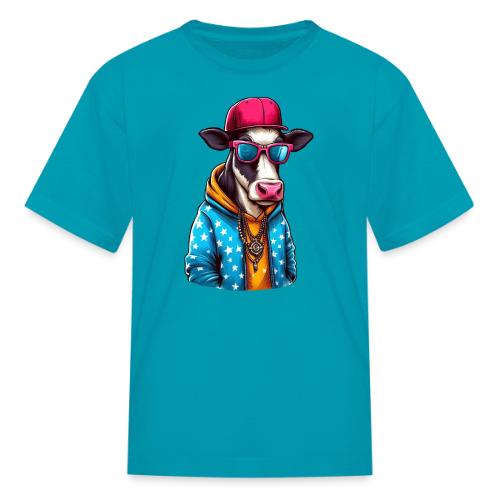 Gangster Cow Wearing a Cap - Kid's T-Shirt