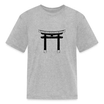 Japanese Gate Temple - Kid's T-Shirt - heather gray - Front