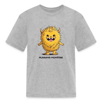 Cute Fluffy Hugging Monster - Kid's T-Shirt - heather gray - Front