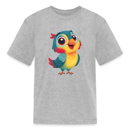Bright Cartoon Parrot with Joyful Expression - Kid's T-Shirt