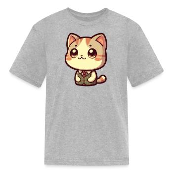 Detective whiskers, an adorable cat - Kid's T-Shirt - heather gray - Front
