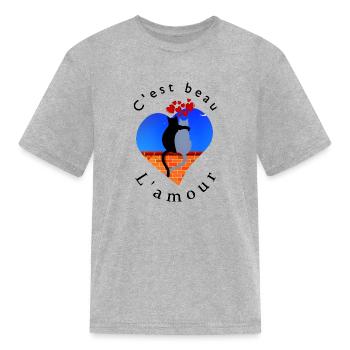 c est beau - Kid's T-Shirt - heather gray - Front