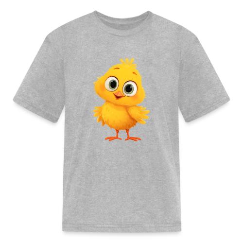 Sweet Yellow Cartoon Chick with Joyful Smile - Kid's T-Shirt