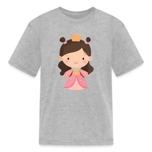 Cute Cartoon Little Princess Standing and Smiling - Kid's T-Shirt