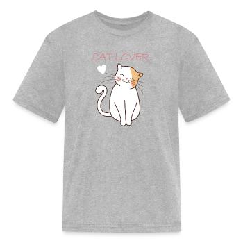 CAT LOVER - Kid's T-Shirt - heather gray - Front