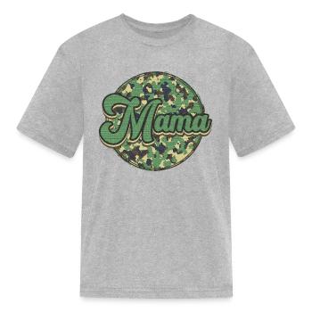 Camo Mama T shirt, Camo sublimation design, - Kid's T-Shirt - heather gray - Front