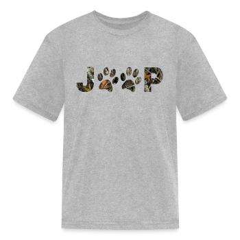 Jeep Paws in Camo - Kid's T-Shirt - heather gray - Front