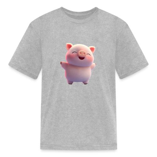 Cute Cartoon Baby Pig Standing Arms Up - Kid's T-Shirt