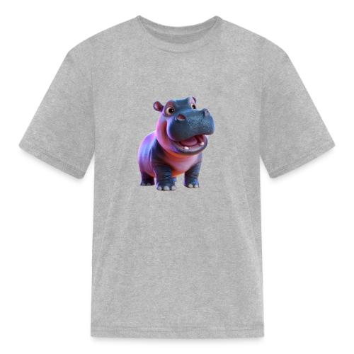 Smiling Cartoon Baby Hippo Standing - Kid's T-Shirt
