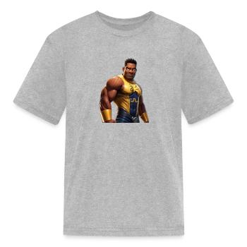 Power man - Kid's T-Shirt - heather gray - Front