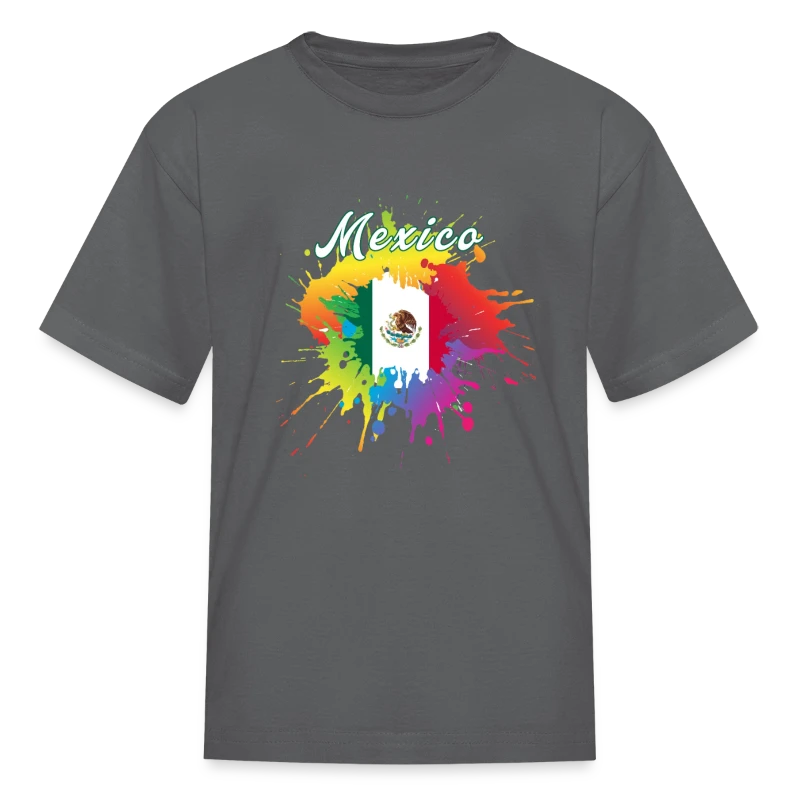 Mexico Flag Gay Pride Colorful Splash Mexican Flag - Kids' T-Shirt