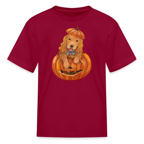 Pumpkin Golden Retriever Dog Halloween - Kids' T-Shirt