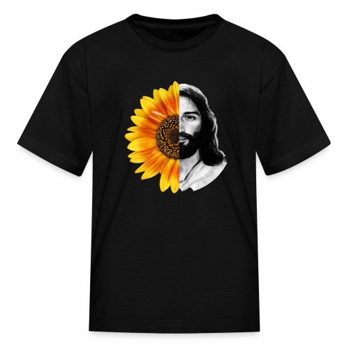 Jesus Christ Sunflower Christian God Faith Flower - Kids' T-Shirt