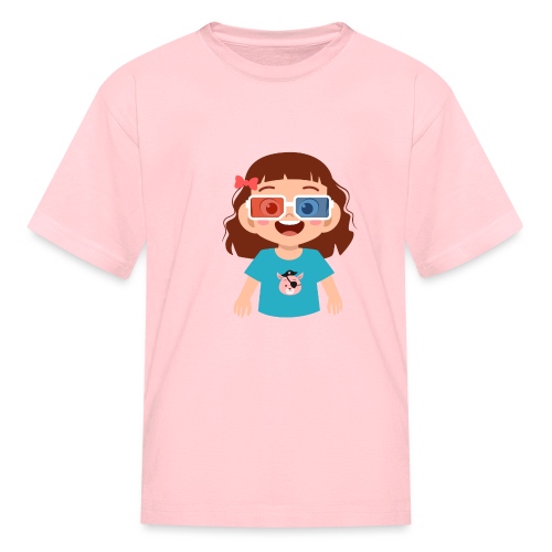 Girl red blue 3D glasses doing Vision Therapy - Kids' T-Shirt