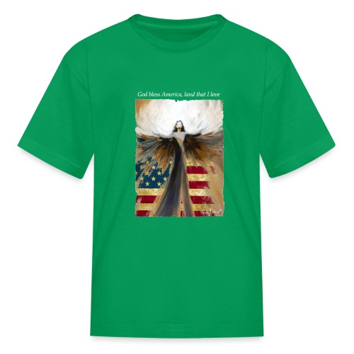 God bless America Angel_Strong color_white type - Kids' T-Shirt