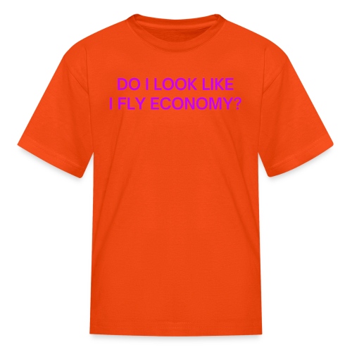 Do I Look Like I Fly Economy? (in purple letters) - Kids' T-Shirt