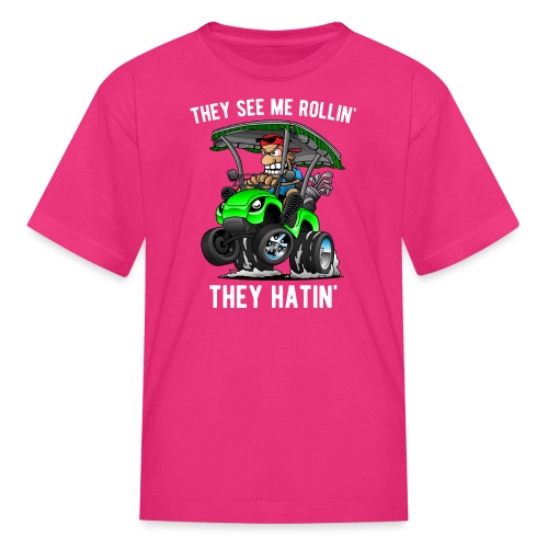 They See Me Rollin' They Hatin' Golf Cart Cartoon - Kids' T-Shirt