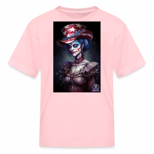 Patriotic Undead Zombie Caricature Girl #17C - Kids' T-Shirt
