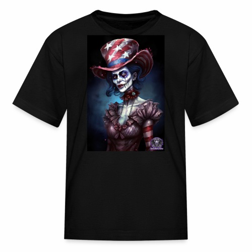 Patriotic Undead Zombie Caricature Girl #17B - Kids' T-Shirt