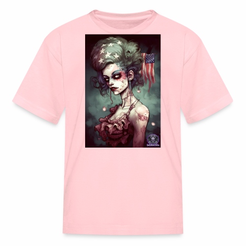 Patriotic Undead Zombie Caricature Girl #18 - Kids' T-Shirt