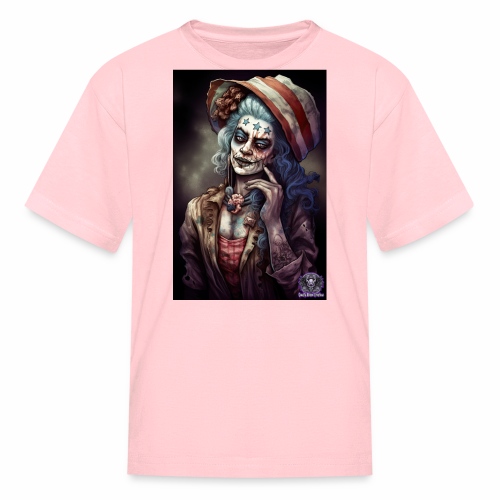 Patriotic Undead Zombie Caricature Girl #6C - Kids' T-Shirt