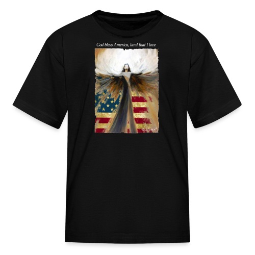 God bless America Angel_Strong color_white type - Kids' T-Shirt