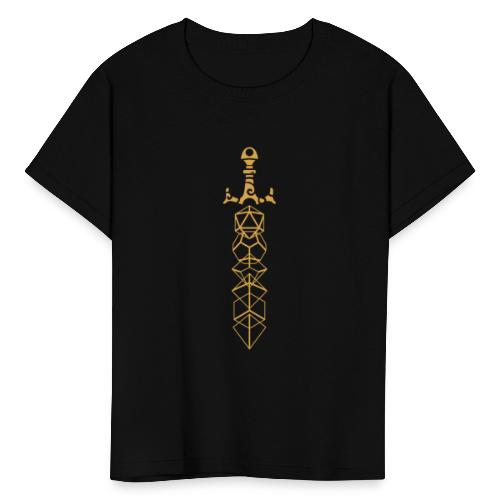 Gold Polyhedral Dice Sword - Kids' T-Shirt