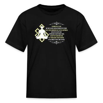 Positive Affirmation for Love & Breakup Buddha Man - Kid's T-Shirt - black - Front