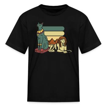Egypte ancienne Sphinx Chat Art graphique égyptien - T-shirt Enfant - noir - Devant